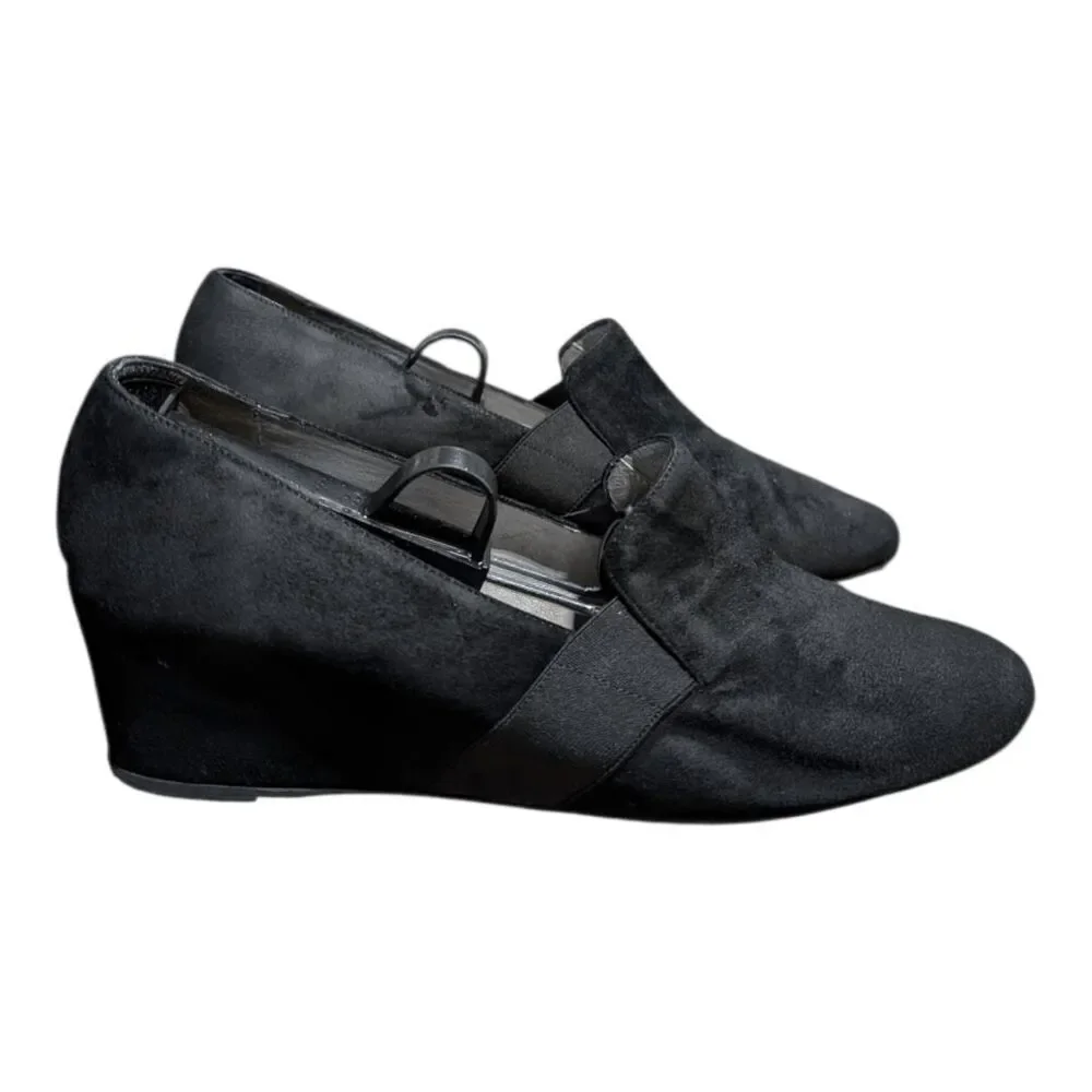 AQUATALIA Black Suede Wedges Size 8.5